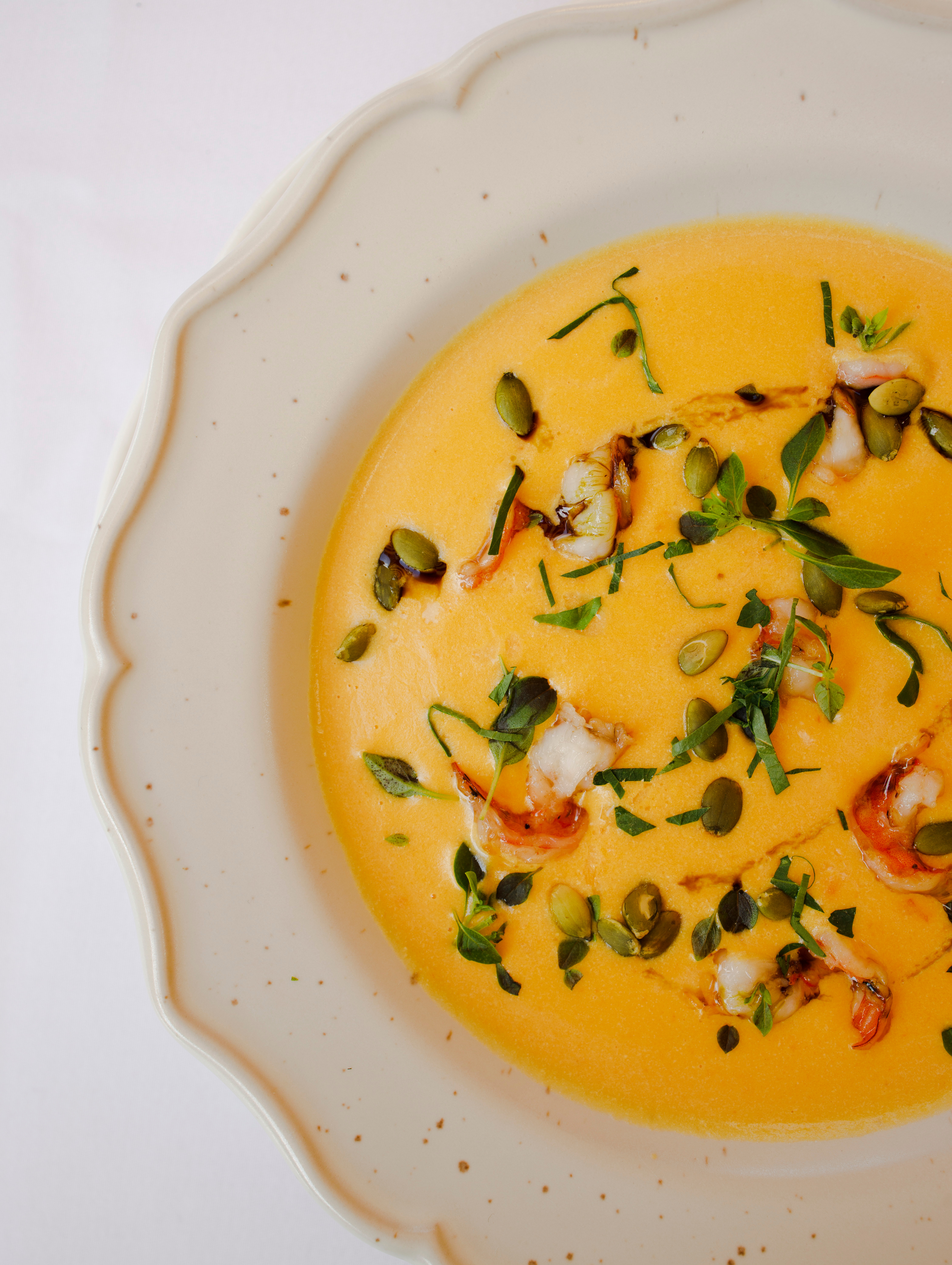 Крем-суп из тыквы с креветками